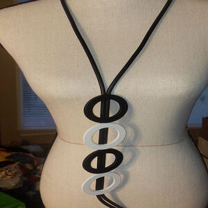 Oh, this is nice! Black & White Geometric Pendant Necklace-